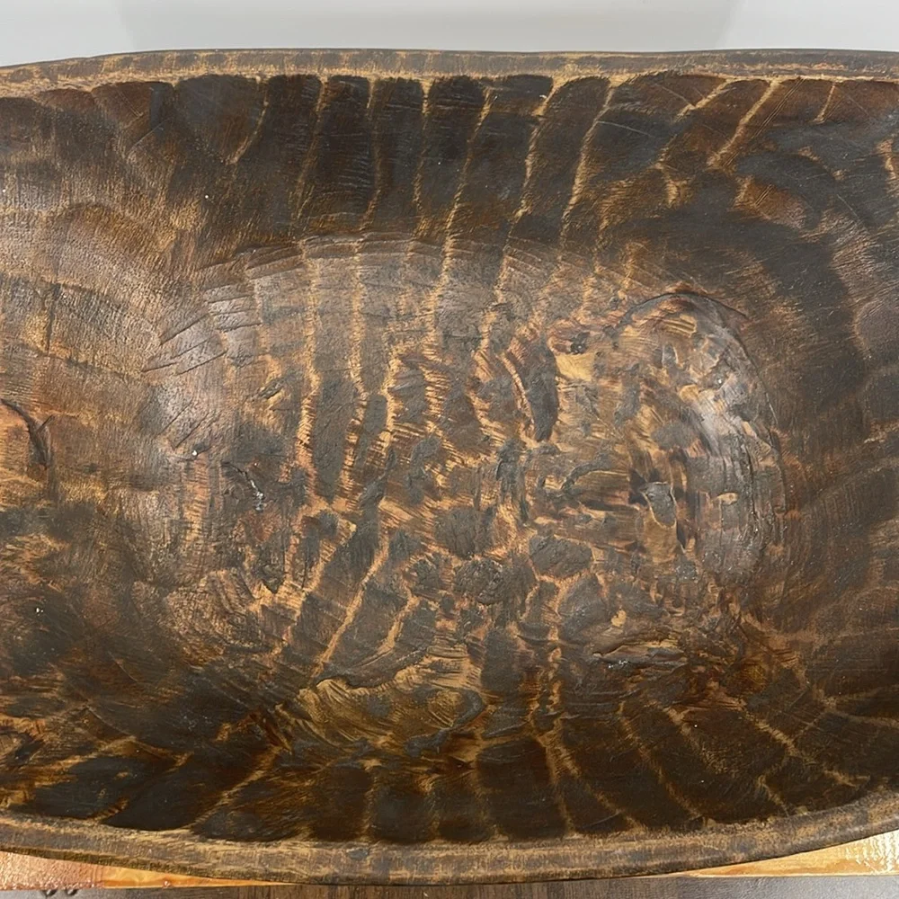 NWT Pier 1 XL Hand Carved Wood Bowl 26”Rustic Farmhouse Oversized Centerpiece